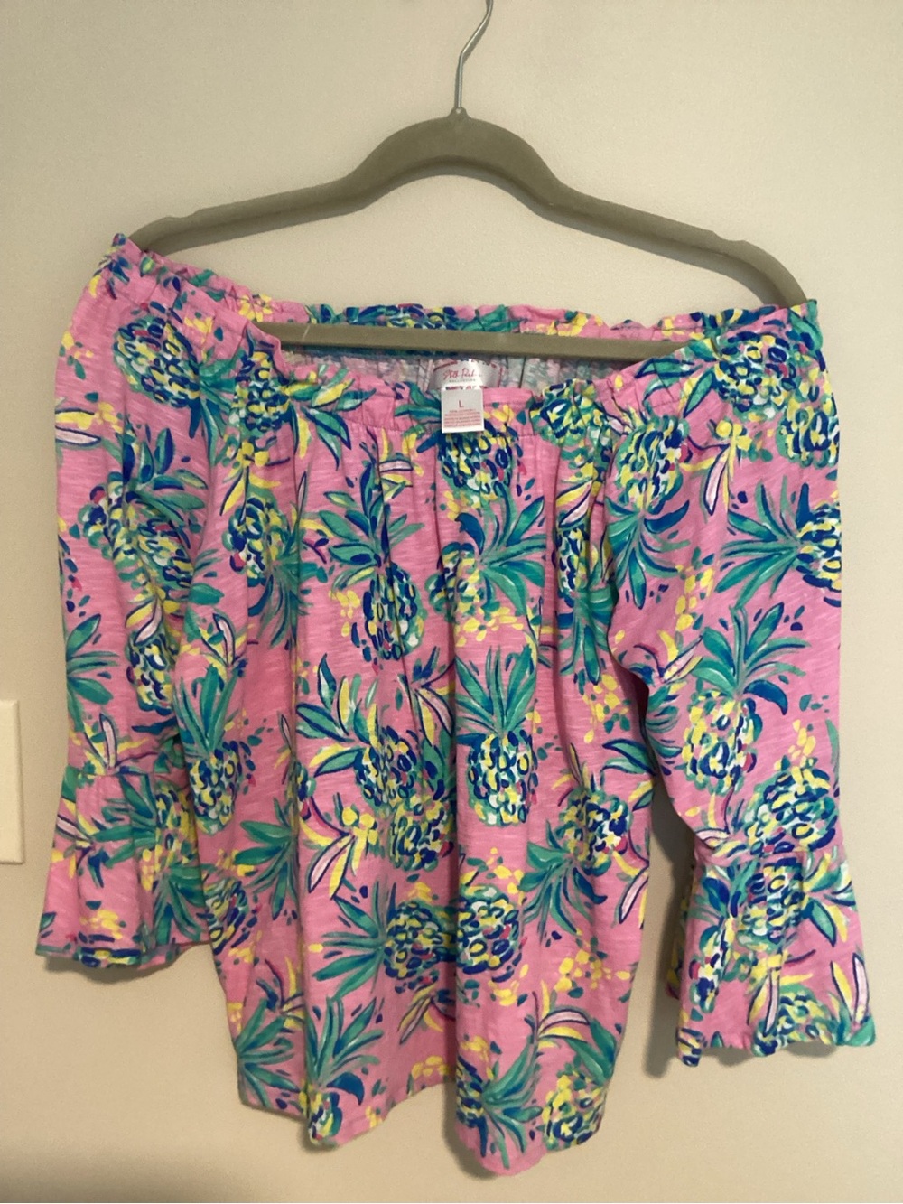 Stella Parker - Colorful Off-Shoulder Pineapple Print Blouse